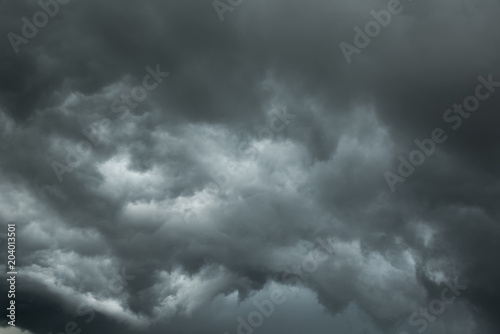 Dark clouds and thunderstorm with rainy, Dramatic black clouds in summer