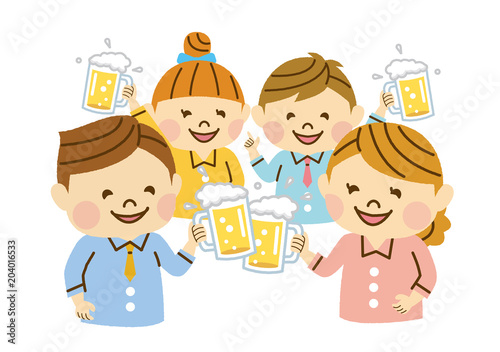 ビールで乾杯する会社員