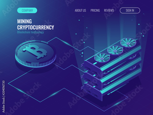 Crypto currency mining farm server.