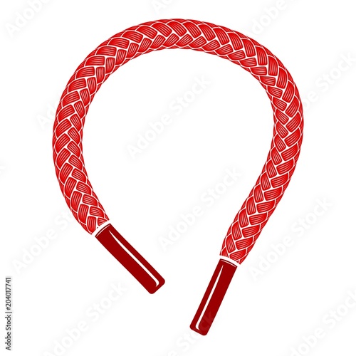 Red shoelace icon, simple style