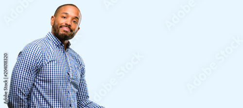 Cuadro en lienzo African american man with beard confident and happy with a big natural smile inv