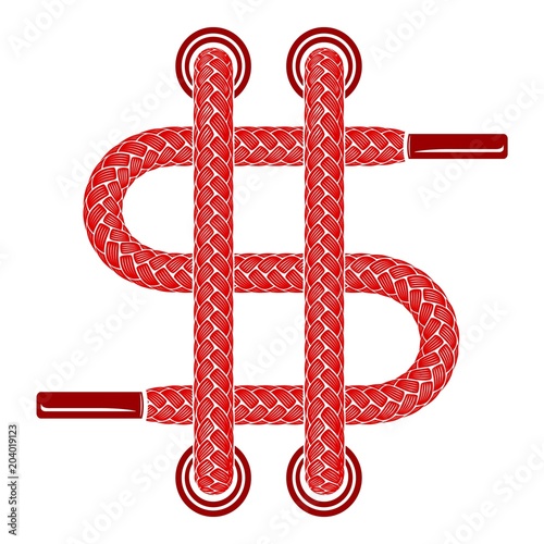 Trendy shoelaces icon, simple style