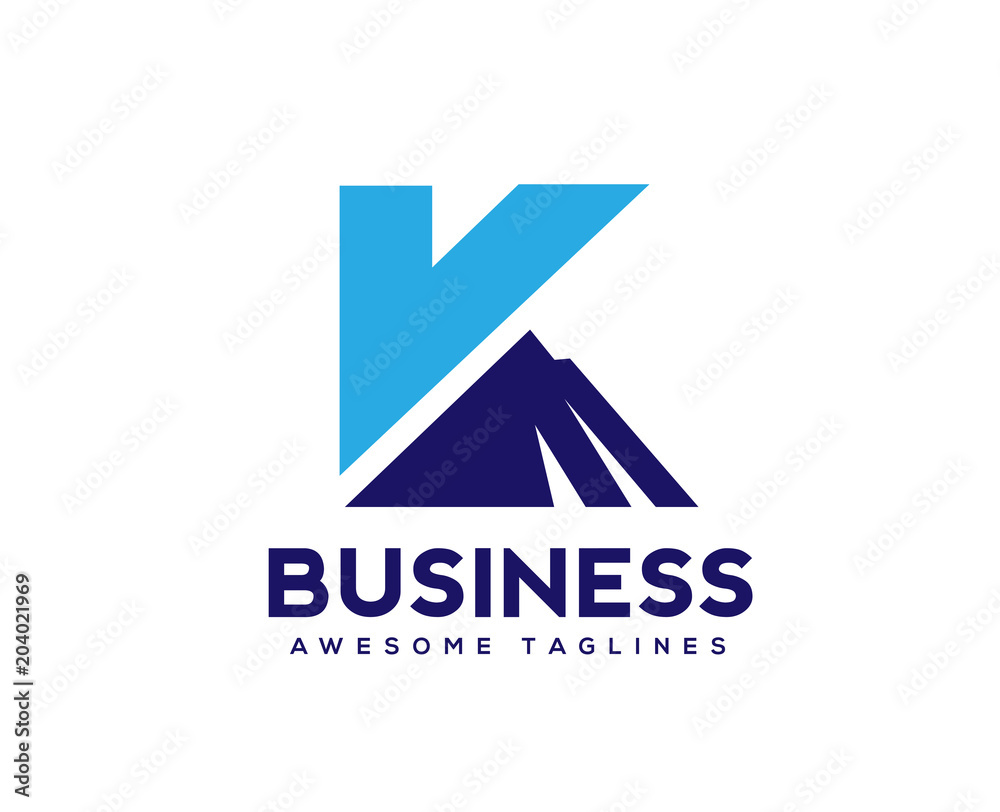 creative and simple letter K with mountain logo blue creative and simple letter K with mountain logo blue