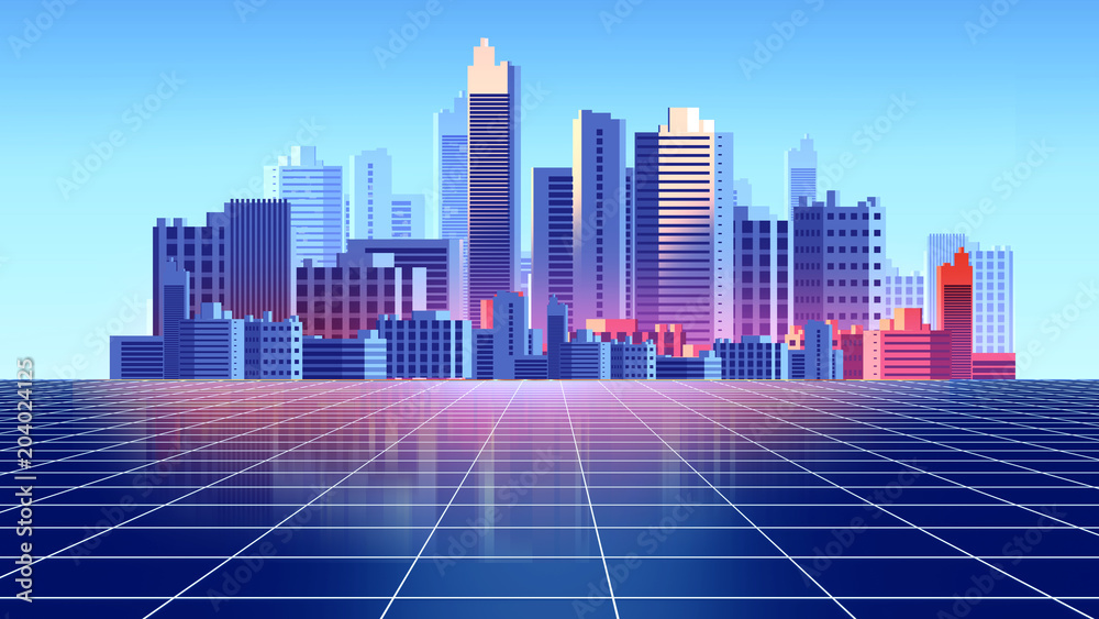 Retro futuristic background 1980s style 3d illustration. Retro futuristic background 1980s style 3d illustration.