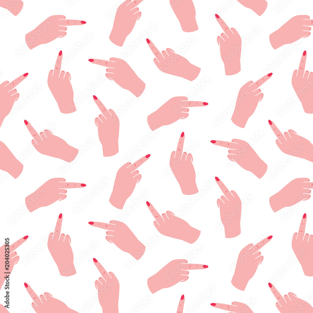 Hand drawn vector illustration of woman hand showing middle finger up  pattern. Stock Vector | Adobe Stock