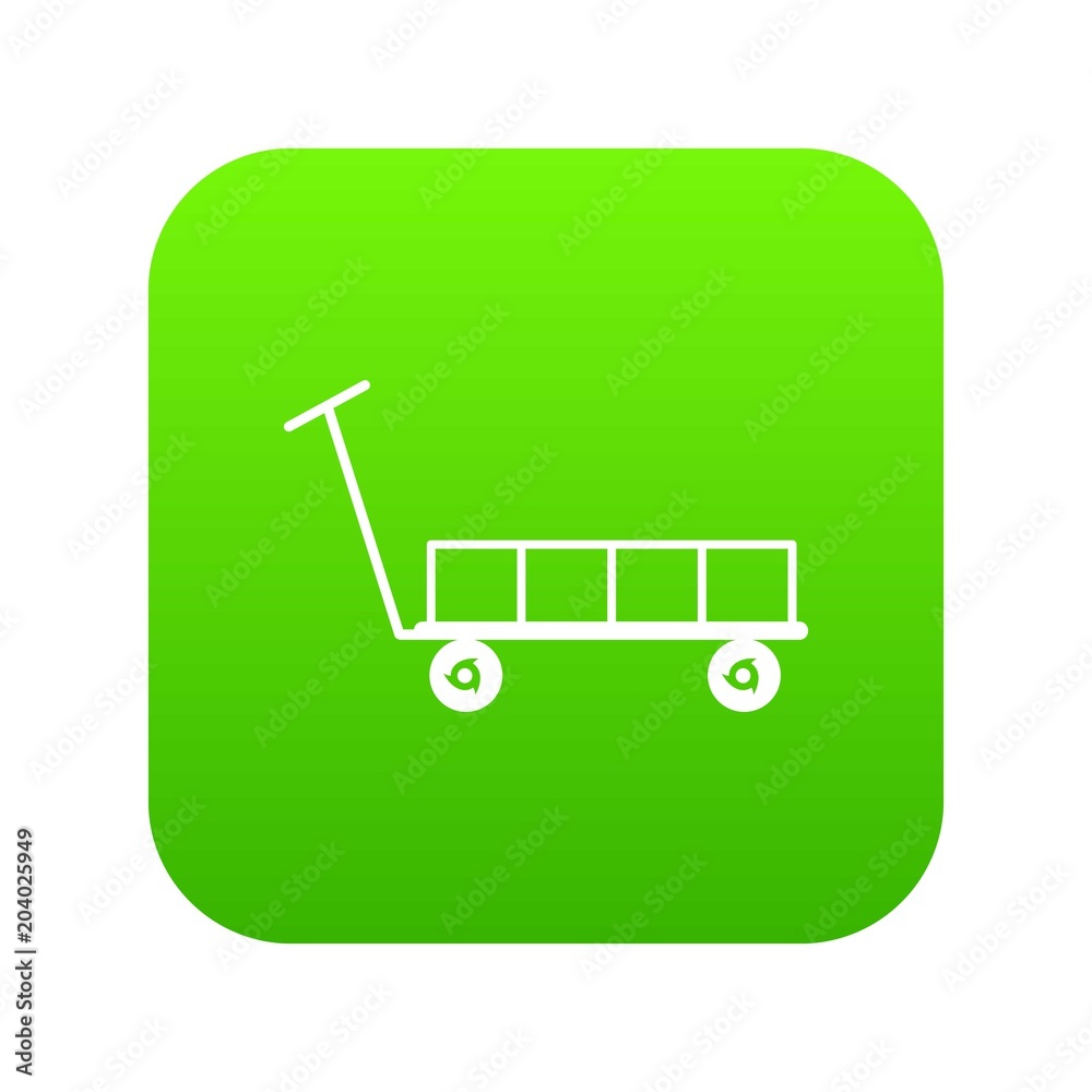 Big trolley icon green vector Big trolley icon green vector