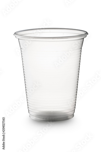 Disposable plastic cup isolated on white background