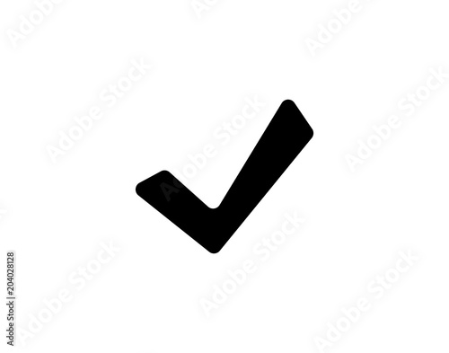 Modern check or tick mark black icon on white background 