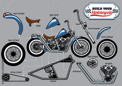 building motorcycle parts set