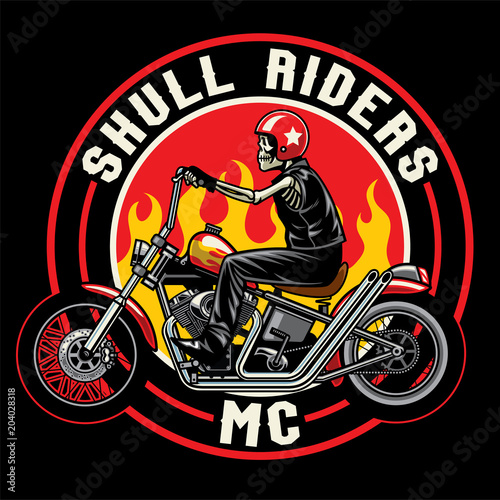 Slika na platnu Skull with chopper motorcycles