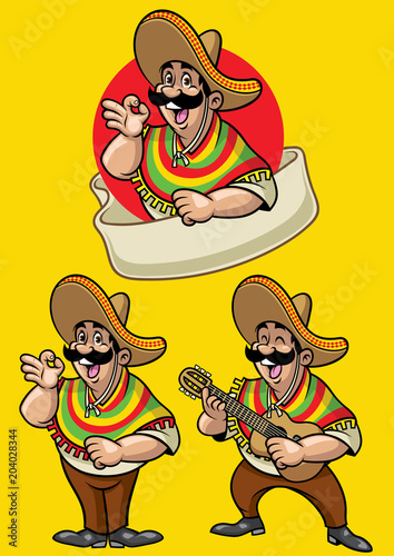 cartoon of mexican character set