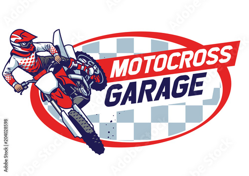 jumping motocross badge design