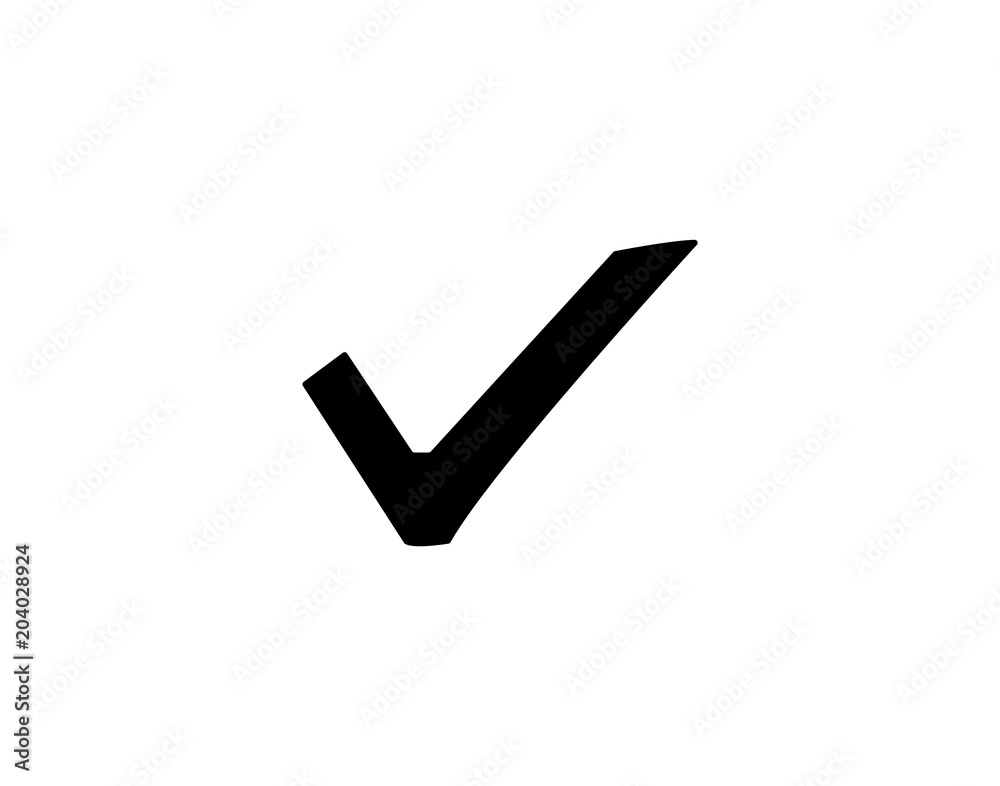 Modern check or tick mark black icon on white background Modern check or tick mark black icon on white background