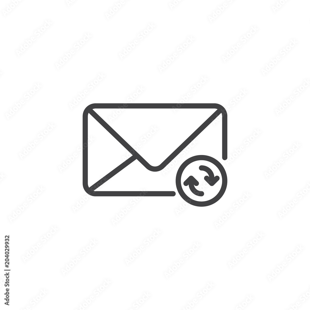 Refresh email outline icon. linear style sign for mobile concept and web design. Envelope with rotation arrows simple line vector icon. Symbol, logo illustration. Pixel perfect vector graphics Refresh email outline icon. linear style sign for mobile concept and web design. Envelope with rotation arrows simple line vector icon. Symbol, logo illustration. Pixel perfect vector graphics