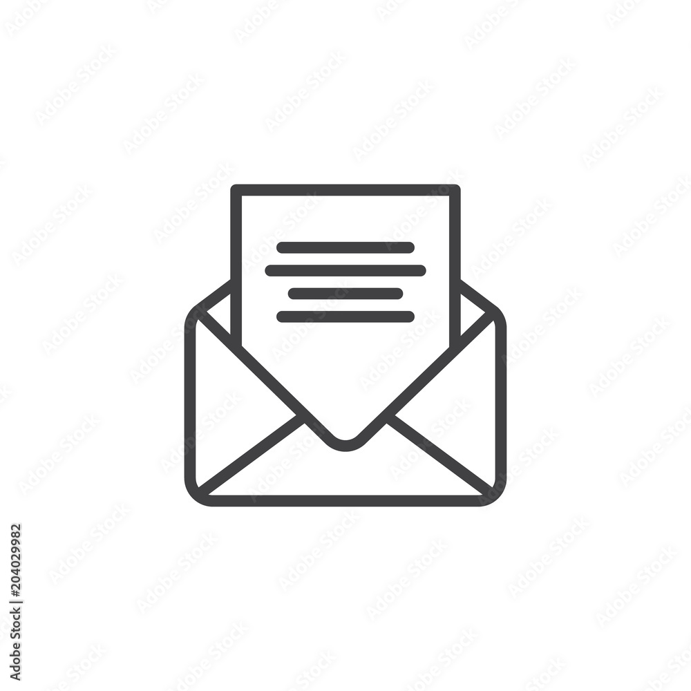 Open envelope mail outline icon. linear style sign for mobile concept and web design. Receive email simple line vector icon. Symbol, logo illustration. Pixel perfect vector graphics Open envelope mail outline icon. linear style sign for mobile concept and web design. Receive email simple line vector icon. Symbol, logo illustration. Pixel perfect vector graphics