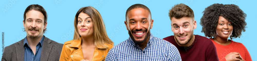 Group of mixed people, women and men confident and happy with a big natural smile Group of mixed people, women and men confident and happy with a big natural smile