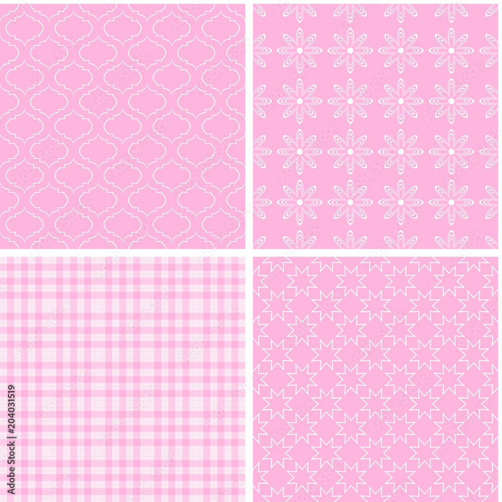 Pastel retro different vector seamless patterns