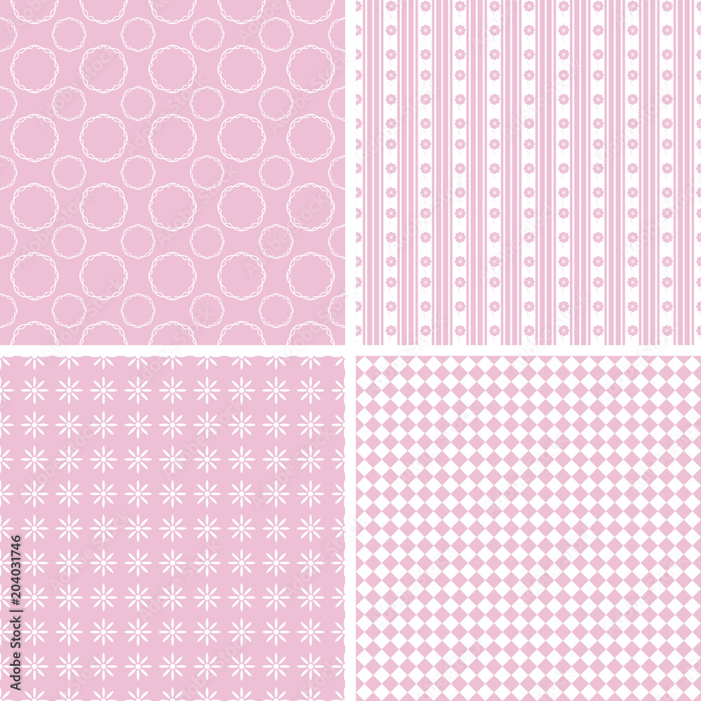 Pastel retro different vector seamless patterns