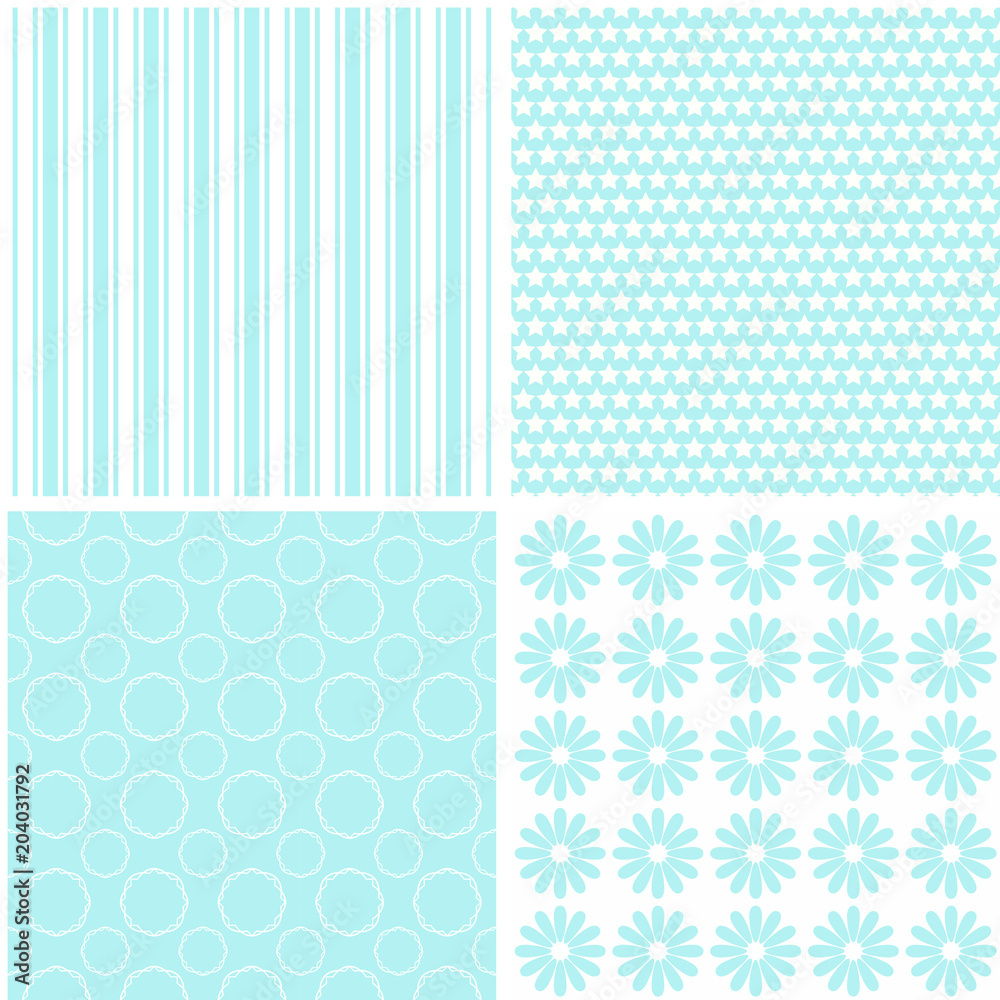 Pastel retro different vector seamless patterns