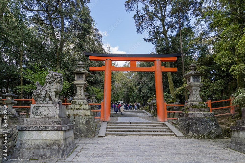 Entrance gate to the Kasuga Taisha Shrine in Nara, Japan Entrance gate to the Kasuga Taisha Shrine in Nara, Japan
