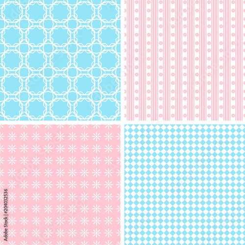 Retro different vector seamless patterns.