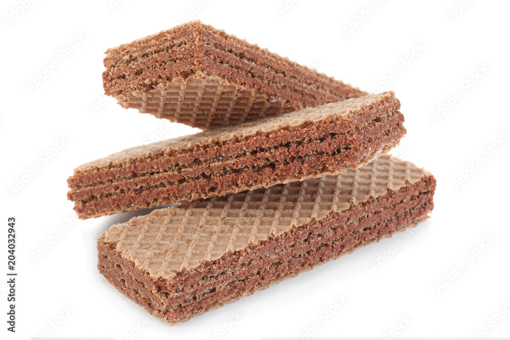 Brown wafers stick on white Brown wafers stick on white
