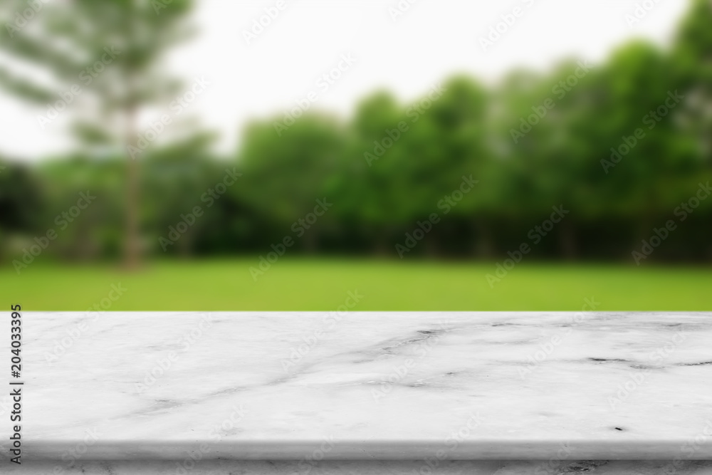 Empty white stone marble table top and blurred Empty white stone marble table top and blurred
