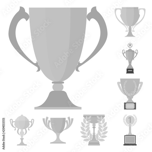 Gold Cup monochrome icons in set collection for design. Winners Cup vector symbol stock web illustration.