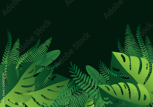 Tropical leaves. Paper cut style
