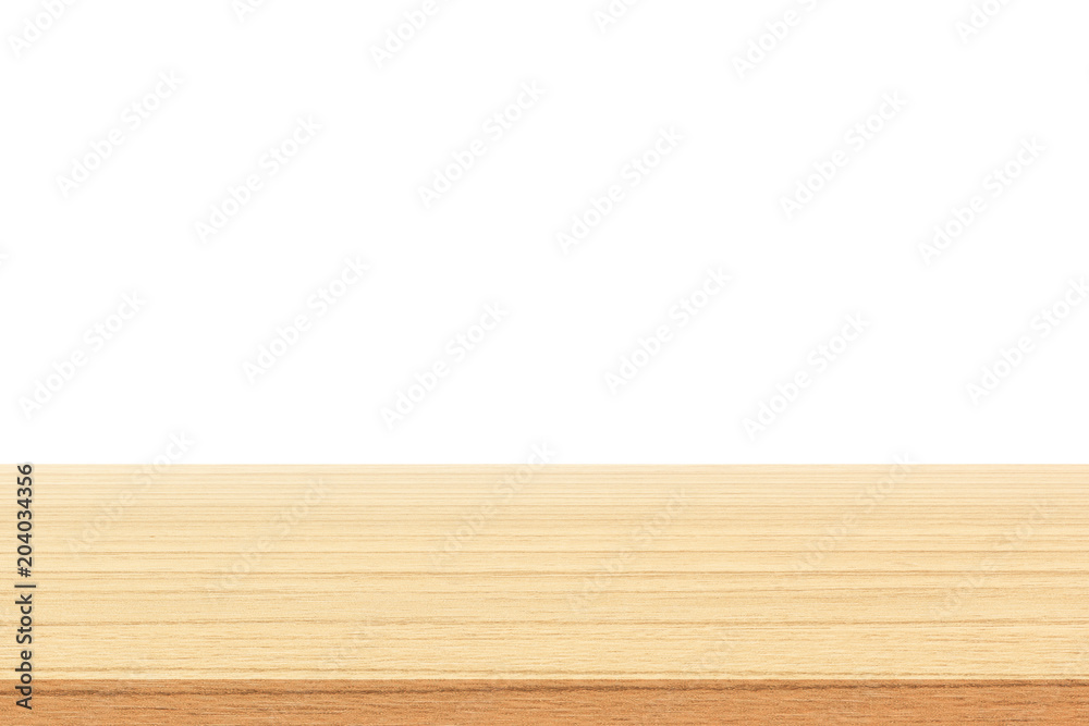 Wood table isolate on white background, wood floor - Can used for display or montage or mock up your products. Wood table isolate on white background, wood floor - Can used for display or montage or mock up your products.