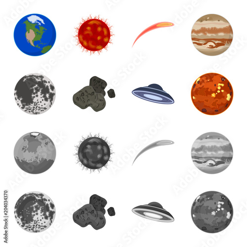 Moon, Venus of the planet of the solar system. Nil, a meteorite. Planets set collection icons in cartoon,monochrome style vector symbol stock illustration web.