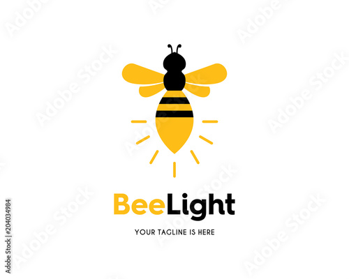 Light Bee Concept Logo Energy Symbol Vector