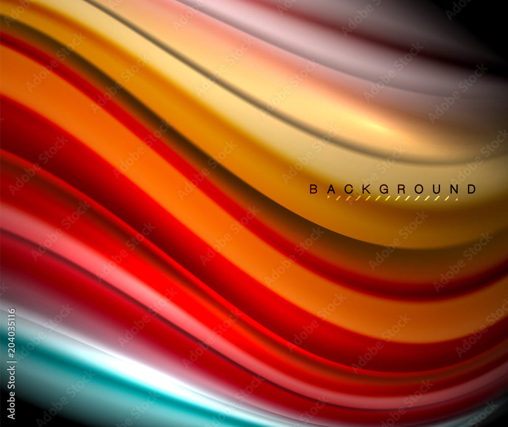 Fluid wavy multicolored lines on black Fluid wavy multicolored lines on black