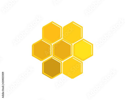 Cells Bees Honeycombs Logo Icon Golden Color