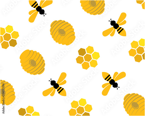 Abstract Bee Hive honeycombs Cartoon Pattern Wallpaper Texture Bee Style Template