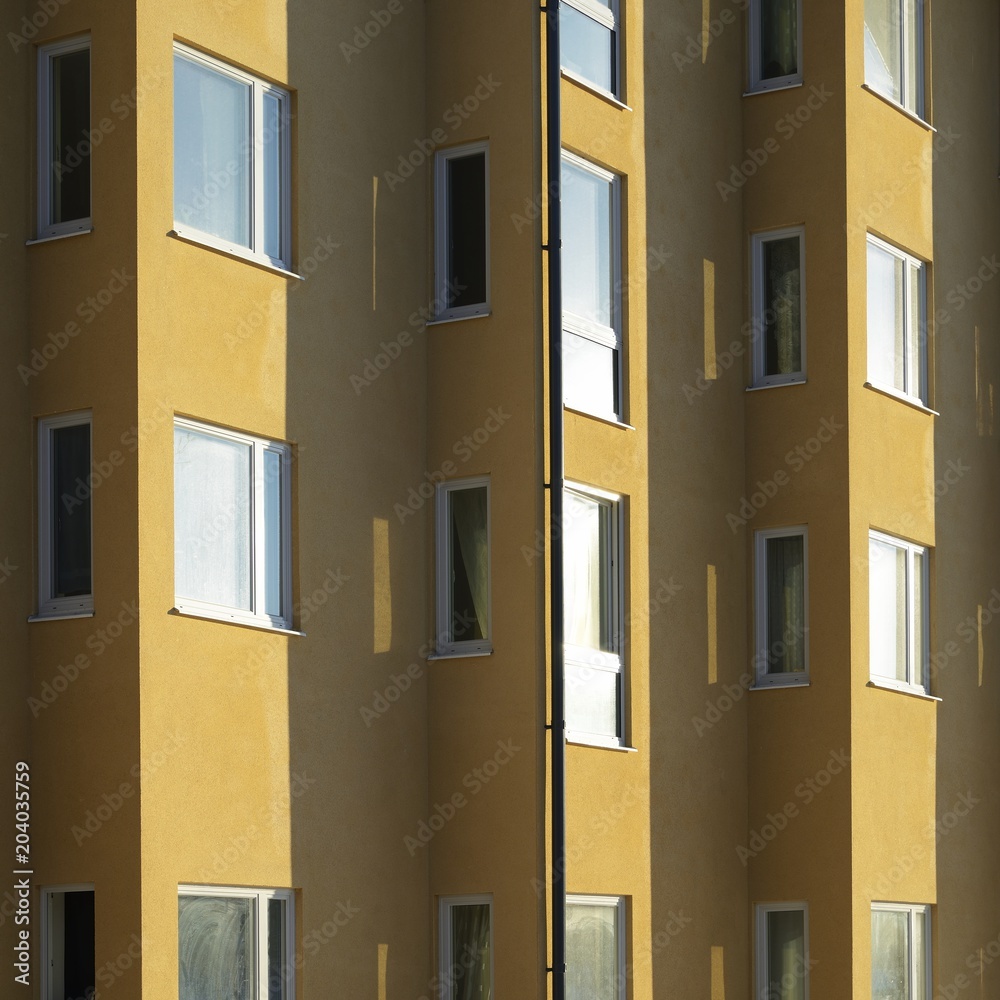 Closeup of modern Swedish architecture.