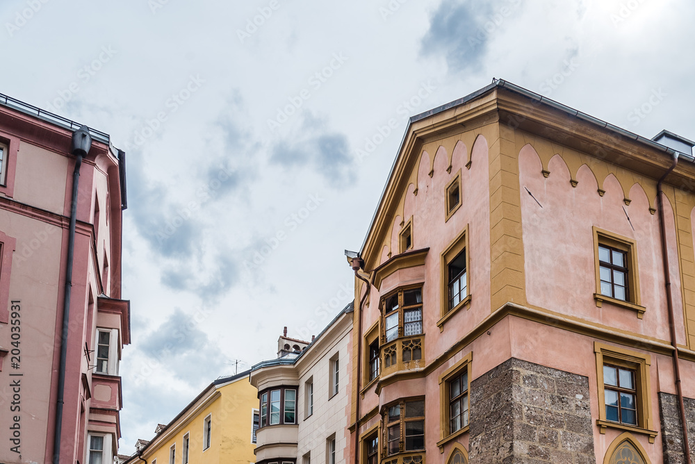 Fototapeta premium Low angle view of old buildings in old town of Innsbruck