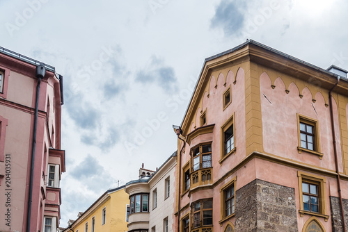 Low angle view of old buildings in old town of Innsbruck