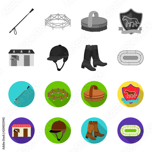 Boots, grass, stadium, track, rest .Hippodrome and horse set collection icons in monochrome,flat style vector symbol stock illustration web.