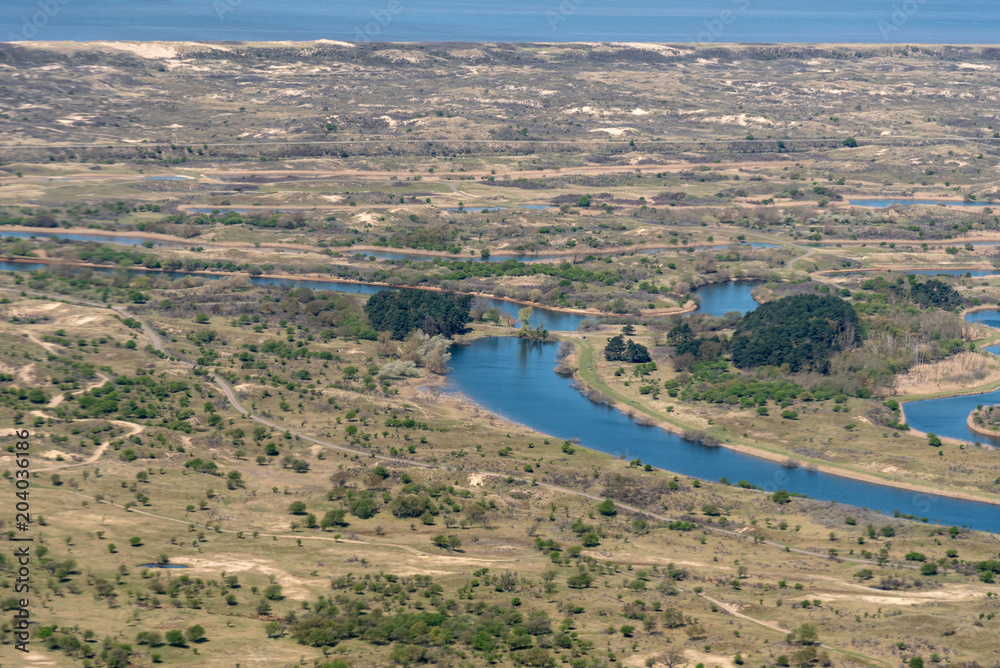 aerial view near Noordwijk, Bollenstreek, Netherlands