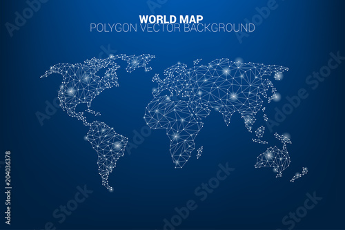 Fototapeta Naklejka Na Ścianę i Meble -  World map dot connection line polygon: concept of digital world, Data connection