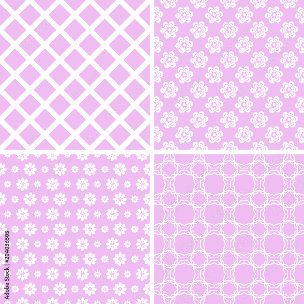 Cute different vector seamless patterns.