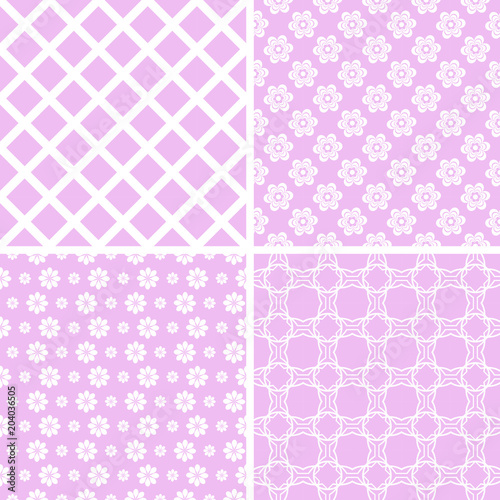 Cute different vector seamless patterns.