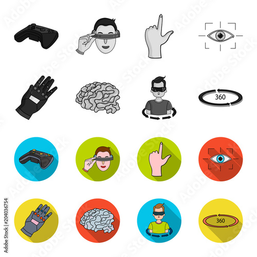 Technology, innovation, man, complemented .Virtual reality set collection icons in monochrome,flat style vector symbol stock illustration web.