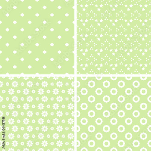 Baby pastel different vector seamless patterns.