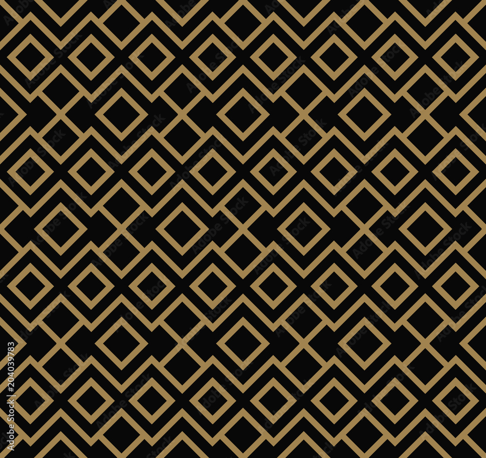 Abstract geometric pattern with lines, rhombuses A seamless vector background. black and gold texture Abstract geometric pattern with lines, rhombuses A seamless vector background. black and gold texture