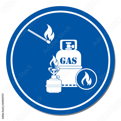 Camping stove with gas bottle icon vector