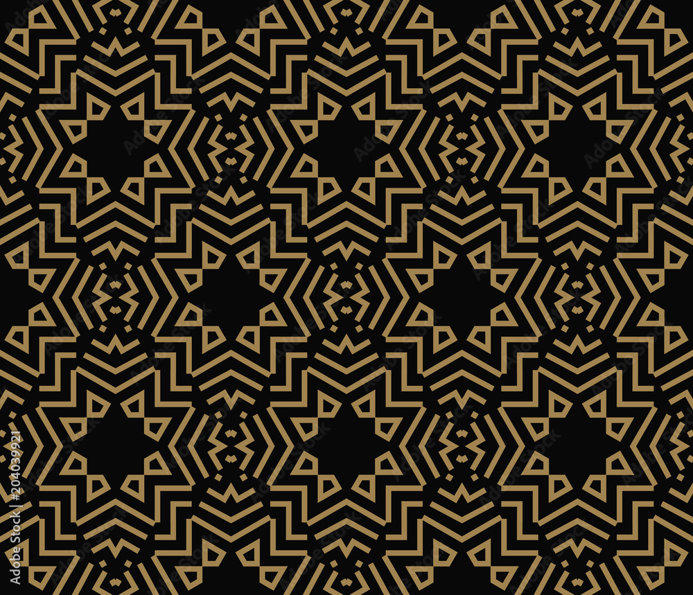 Abstract seamless pattern. Geometric line gold ornament. Ornamental stylish background.