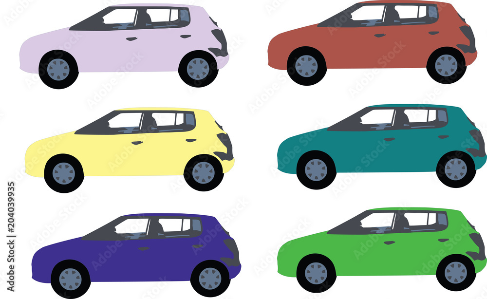 automobili di vario colore per manifesto e pubblicità