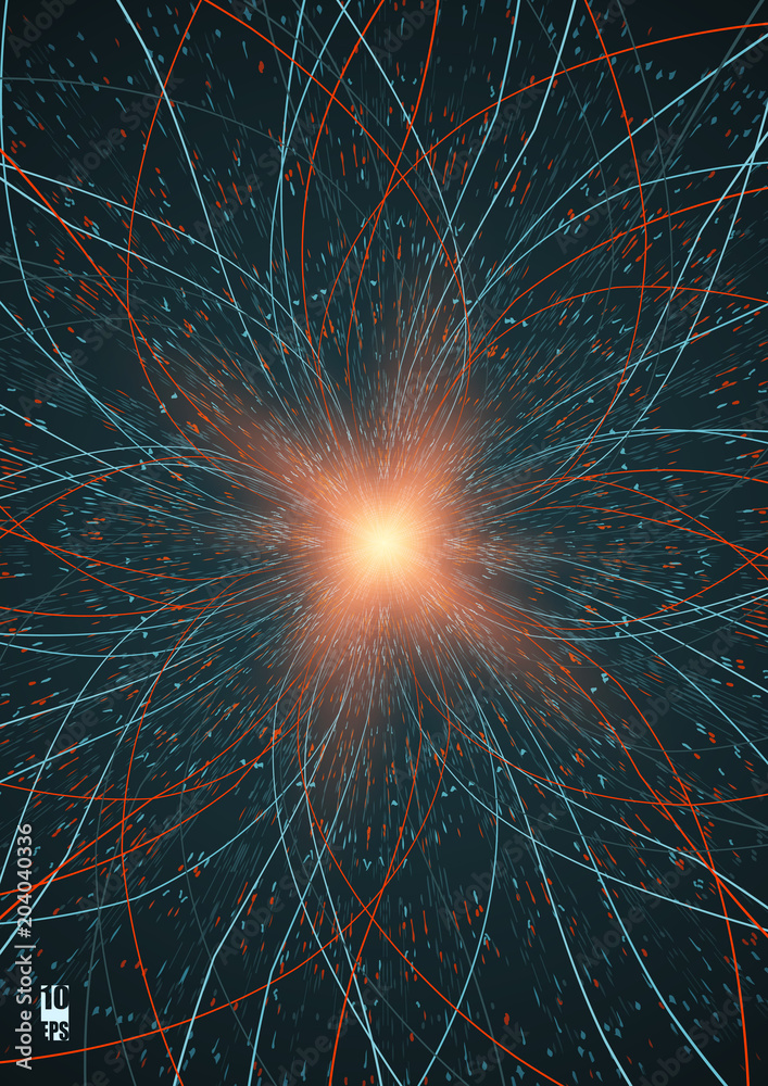 Obraz premium Abstract communication network background. Fractal element with lines and dots array. Big data connection complex concept. Eps10 Vector illustration